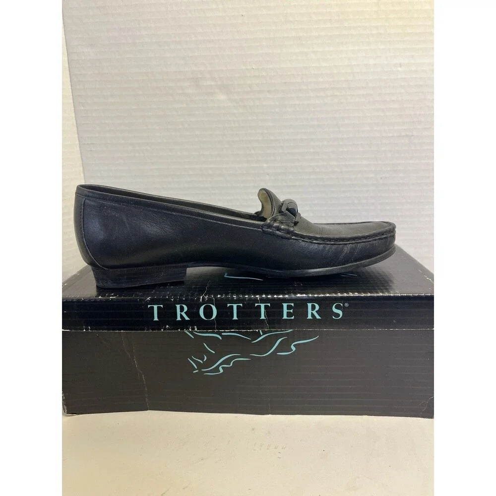 Vintage Trotters Cindy Black Leather Flats Classic Loafers Shoes Women’s 9 Box